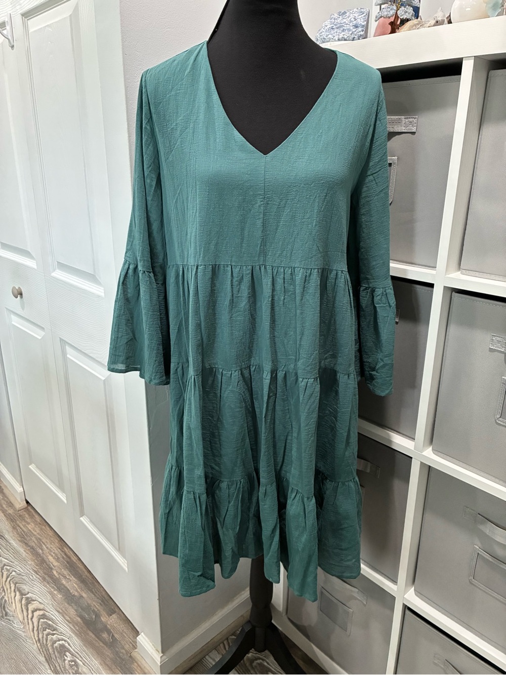 Davi & Dani Deep Teal V-Neck Dress